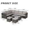 Outdoor Wicker Conversation Set 6-piece set with Cushions for Patio,