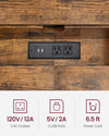 70-Inch Rustic Console Table with Built-In Outlet and Shelves