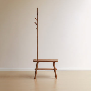 Solid Beech Hall Tree Bench with Coat Rack & Shoe Storage