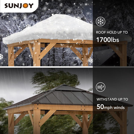 9x9 Cedar Framed Hardtop Gazebo with Polycarbonate Roof
