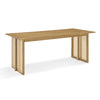 Rubberwood Dining Table with Rattan Accents, Seats 6