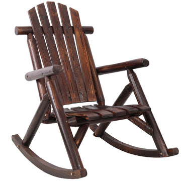 Fir Wood Porch Rocking Chair in Brown