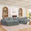 Modern Boucle L-Shaped Sectional Sofa with Two Moveable Ottomans,
