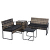 Wicker 4-Piece Conversation Set with Cooler Storage Box