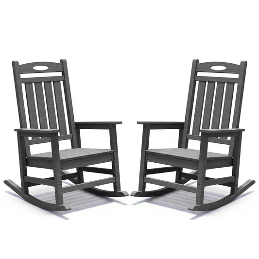 HDPE Outdoor Rocking Chair, Set of 2 — Grey