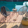 3-Piece Grey Rope Woven Patio Bistro Set with Glass-Top Table