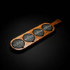 Acacia Wood & Slate Serving Board with Handle, 18x12 Inch