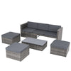 5-Piece PE Wicker Patio Set with Wood-Top Coffee Table