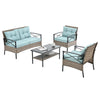 4-Piece PE Wicker Conversation Set with Black Metal Table
