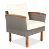 9-Piece Rattan & Acacia Patio Furniture Set — Beige Cushions