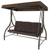 3-Person Outdoor Porch Swing with Canopy, Brown