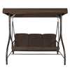3-Person Outdoor Porch Swing with Canopy, Brown