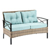 4-Piece PE Wicker Conversation Set with Black Metal Table