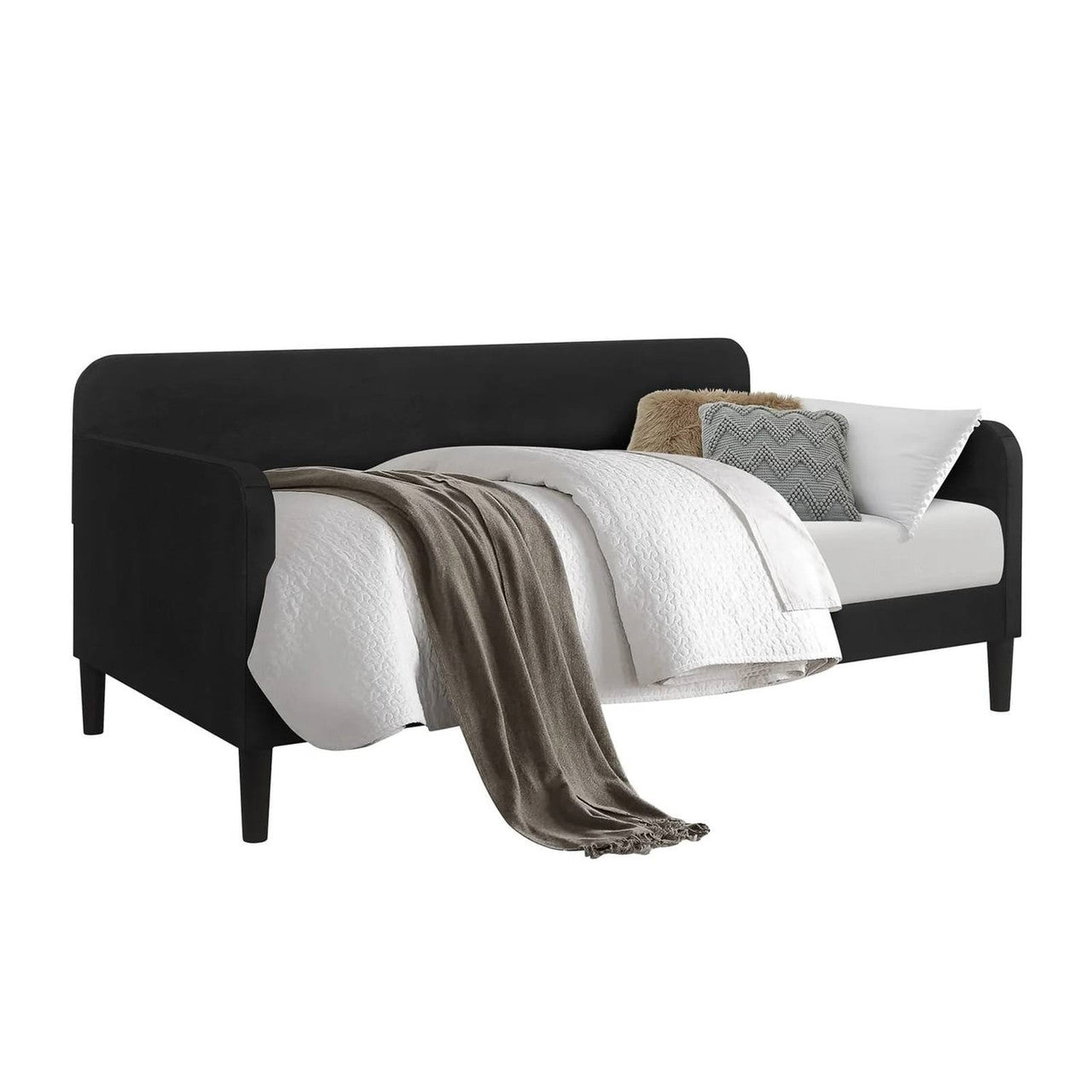 Twin size Modern Black Velvet Upholstered Daybed-0