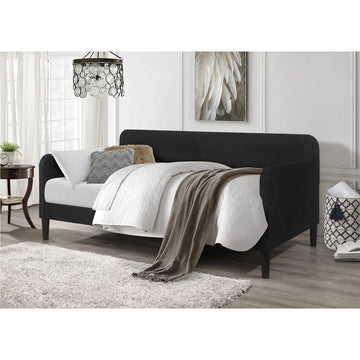 Twin size Modern Black Velvet Upholstered Daybed-1