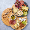 Round Bamboo Cheese Board with Knife Set and Removable Slate - 12 inch