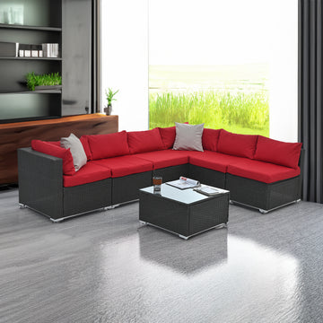5-Piece PE Wicker Patio Sofa Set with Coffee Table