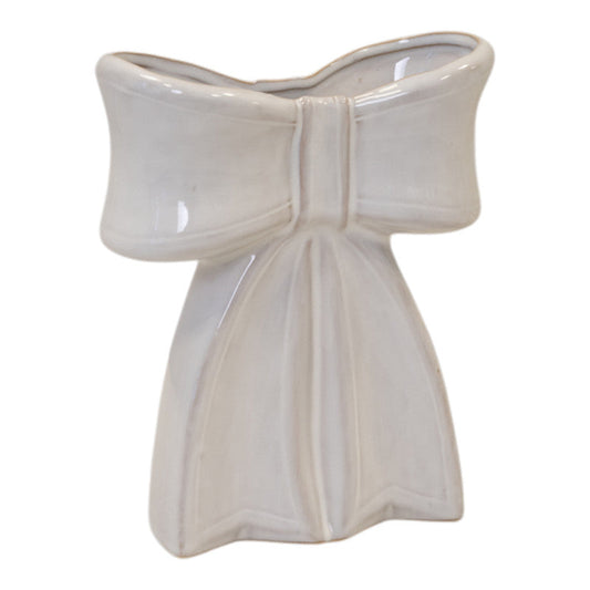 White Ceramic Bow Vase, Large
