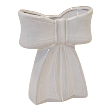 White Ceramic Bow Vase Small