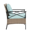 4-Piece PE Wicker Conversation Set with Black Metal Table