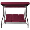 Burgundy Canopy Porch Swing with Cushions