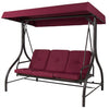 Burgundy Canopy Porch Swing with Cushions