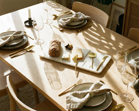 White Marble Cheese Board with Stainless Steel Cutlery