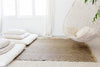 White Triangle Handwoven Grass Rug | 6’ x 5’