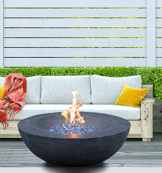 42" Concrete Propane Fire Pit Bowl — Dark Gray
