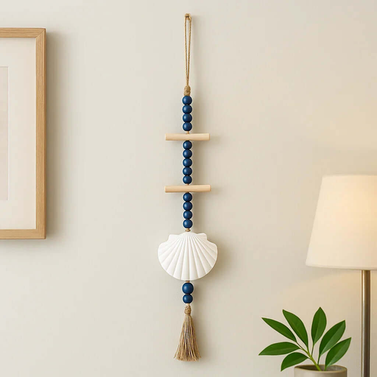Driftwood Seashell Wall Hanging with Wooden Scallop Shells