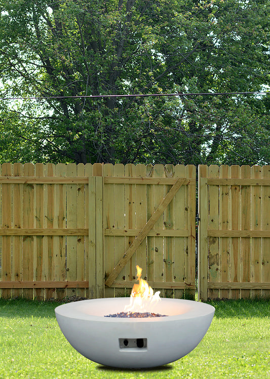 42" Concrete Propane Fire Pit Bowl — Antique White