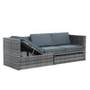 5-Piece PE Wicker Patio Set with Wood-Top Coffee Table