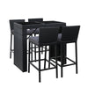 4-Seater Outdoor Bar Set with Rattan Stools and Glass-Top Table