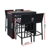 4-Seater Outdoor Bar Set with Rattan Stools and Glass-Top Table