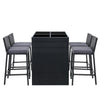 4-Seater Outdoor Bar Set with Rattan Stools and Glass-Top Table