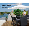 4-Seater Outdoor Bar Set with Rattan Stools and Glass-Top Table