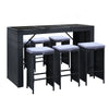 7-Piece Outdoor Bar Set, Wicker Table & Six Stools
