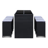 7-Piece Outdoor Bar Set, Wicker Table & Six Stools