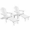 3 Piece Adirondack Lounge Set with Ottoman & Table - White