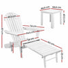 3 Piece Adirondack Lounge Set with Ottoman & Table - White