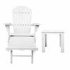 3 Piece Adirondack Lounge Set with Ottoman & Table - White