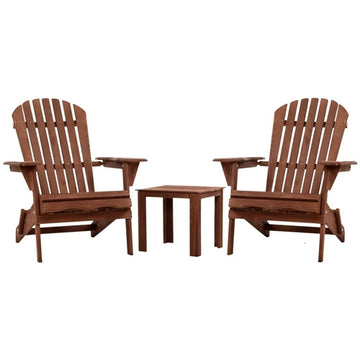 3-Piece Adirondack Table and Chairs Set, Foldable Wood