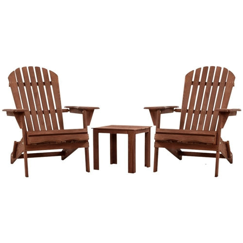 3-Piece Adirondack Table and Chairs Set, Foldable Wood