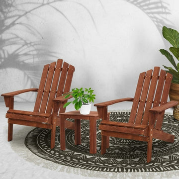 3-Piece Adirondack Outdoor Table and Chair Set, Wooden