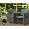 5-Piece Wicker Bistro Set with Table, Chairs and Ottomans, Grey