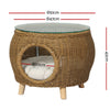 2-in-1 Wicker & Aluminium Coffee Table with Pet Bed