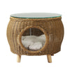 2-in-1 Wicker & Aluminium Coffee Table with Pet Bed