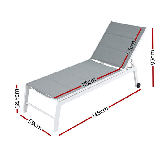 NNEDSZ Sun Lounger Chaise Lounge Wheels Patio Furniture Outdoor Setting White