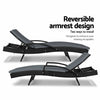 Set of 2 Outdoor Sun Lounge Chairs with Cushion - Black