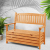Outdoor Storage Bench Box Wooden Garden Chair 2 Seat Timber
